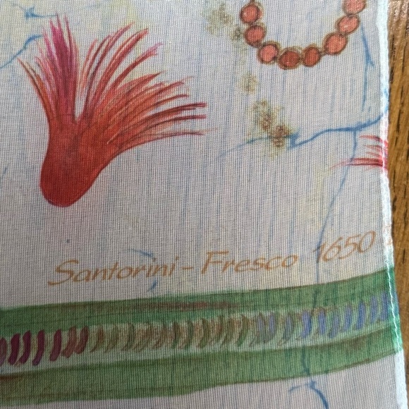 Vintage Greece Santorini Fresco Print Sheer Skinny Scarf - Picture 6 of 10